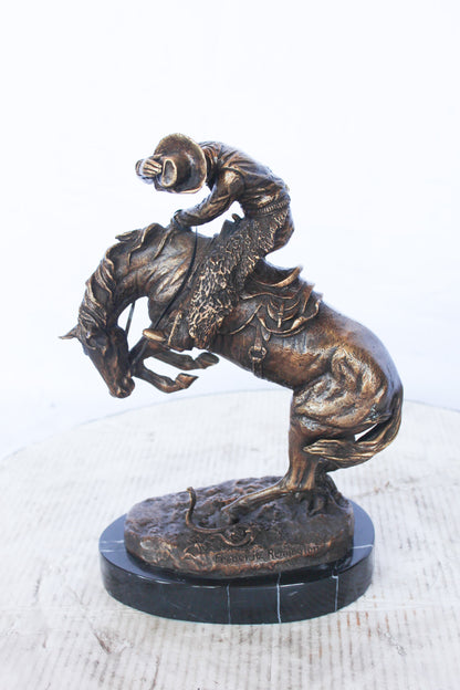 Frederic Remington replica Rattlesnake bronze statue -  Size: 9"L x 6"W x 13"H.