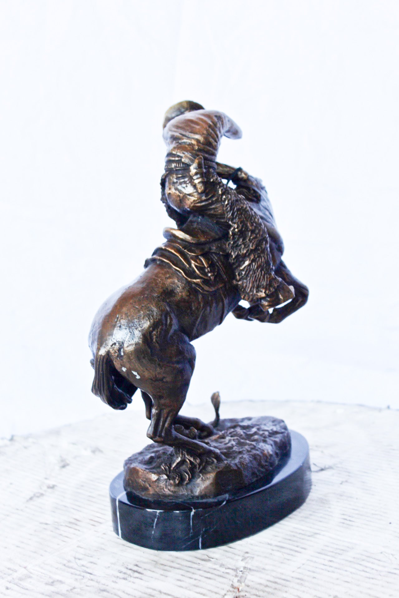 Frederic Remington replica Rattlesnake bronze statue -  Size: 9"L x 6"W x 13"H.