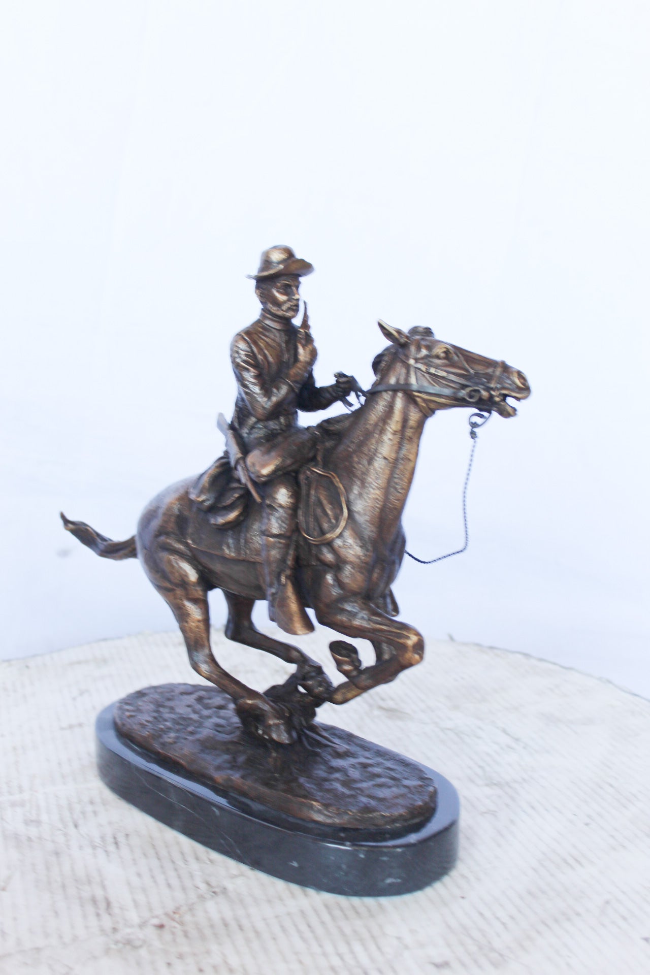 Remington replica Trooper of the plains bronze statue -  Size: 12" x 5" x 13"H.