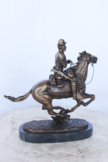 Remington replica Trooper of the plains bronze statue -  Size: 12" x 5" x 13"H.