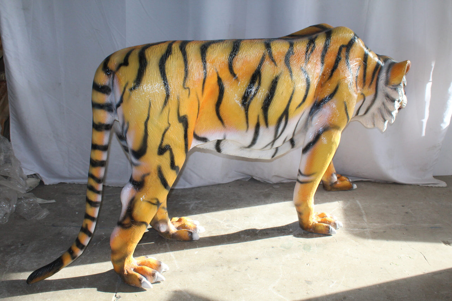 Life Size Fiberglass Tiger Statue, Captivating Majesty 92" x 20" x 40"H