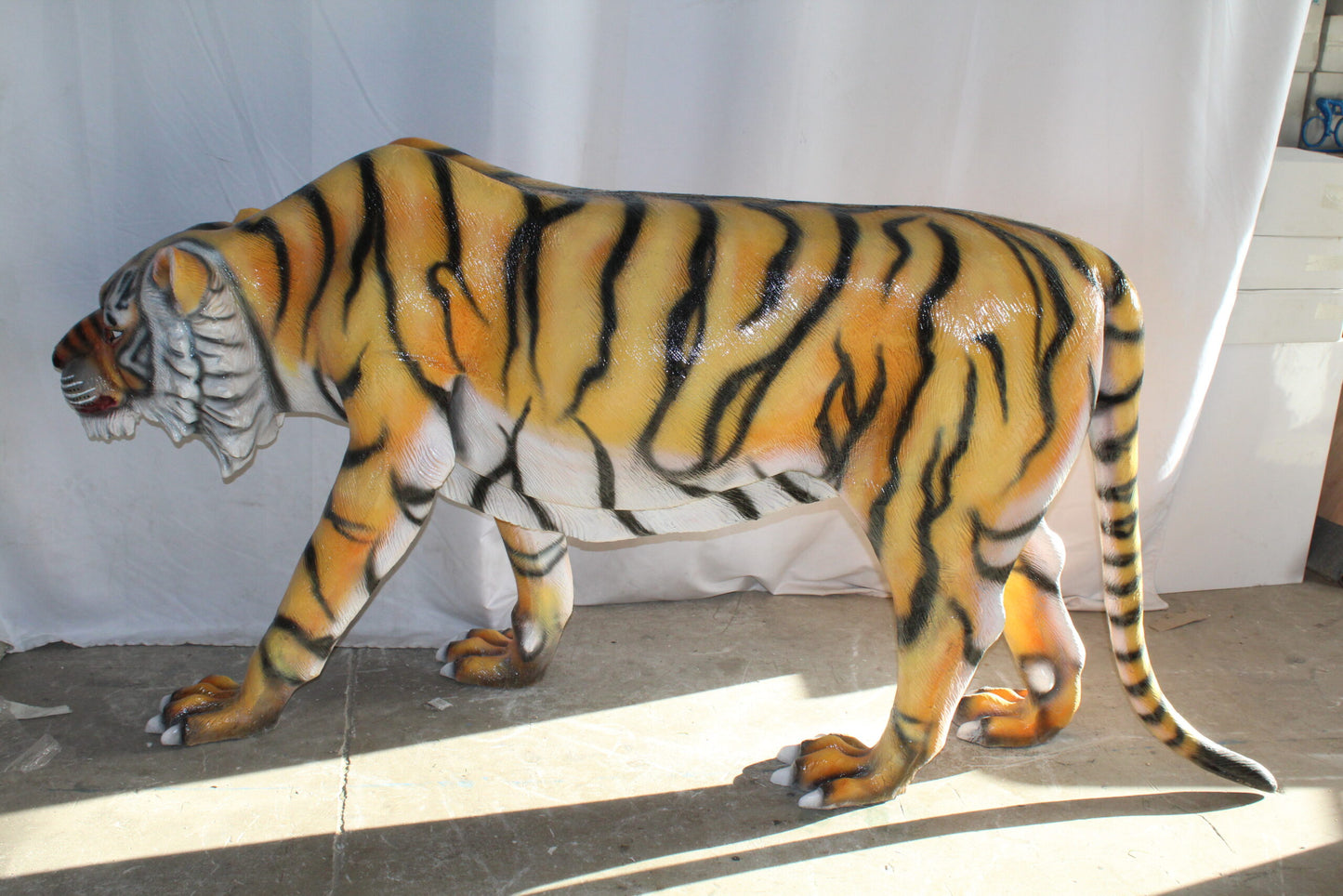 Life Size Fiberglass Tiger Statue, Captivating Majesty 92" x 20" x 40"H