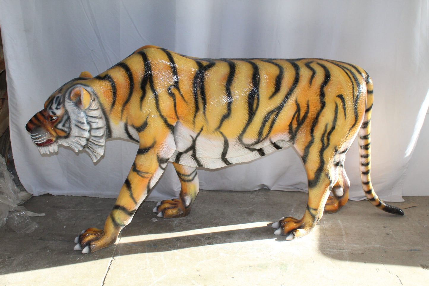 Life Size Fiberglass Tiger Statue, Captivating Majesty 92" x 20" x 40"H