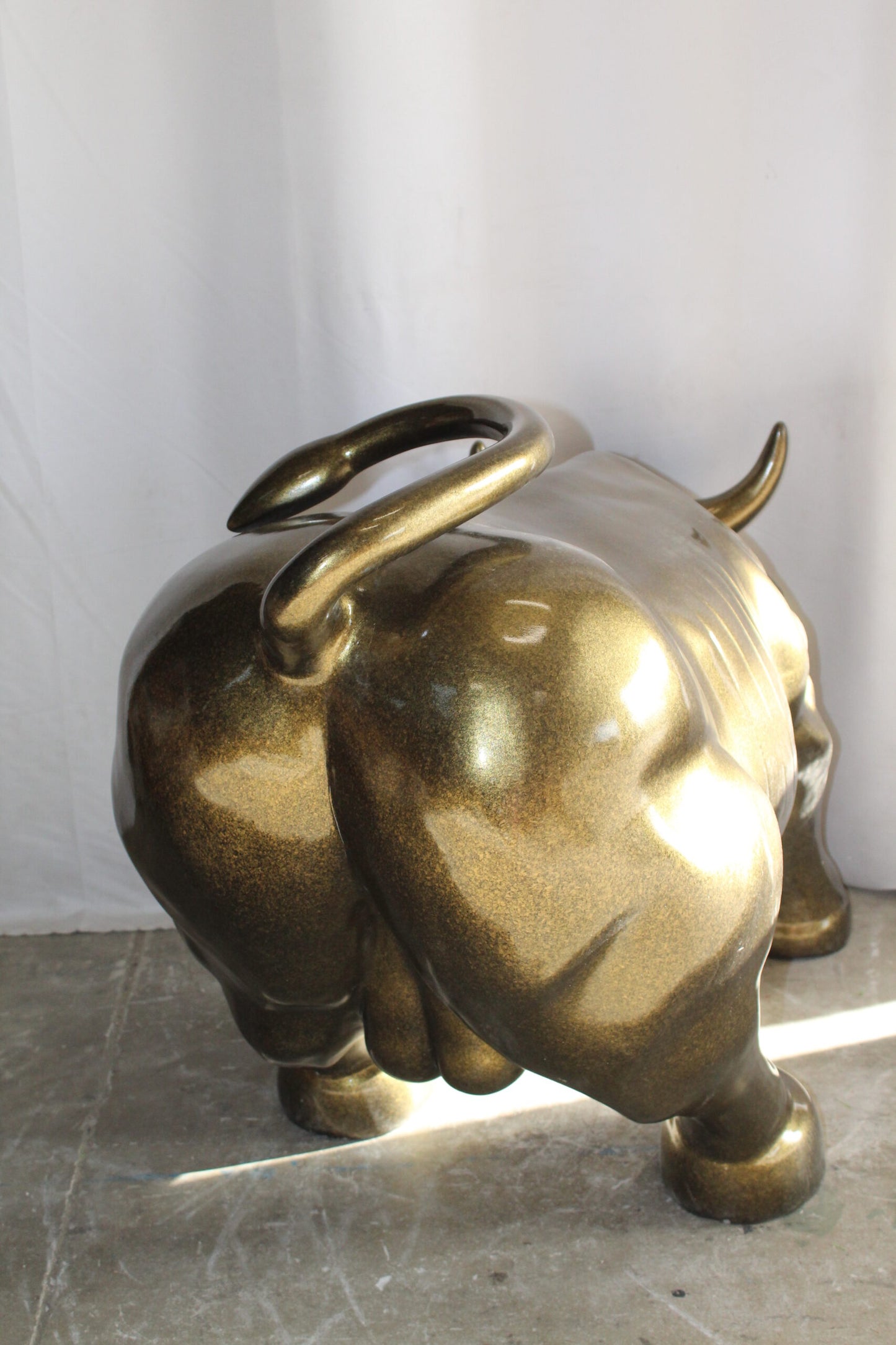 Iconic Giant Fiberglass Bronze Color Wall Street Bull 57" x 28" x 33"H