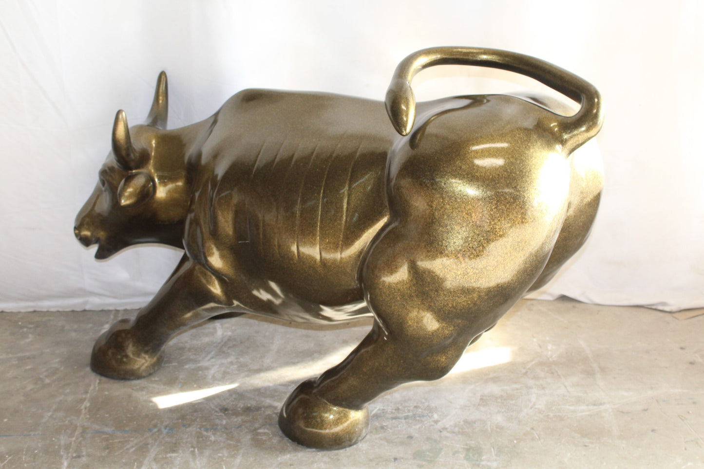 Iconic Giant Fiberglass Bronze Color Wall Street Bull 57" x 28" x 33"H