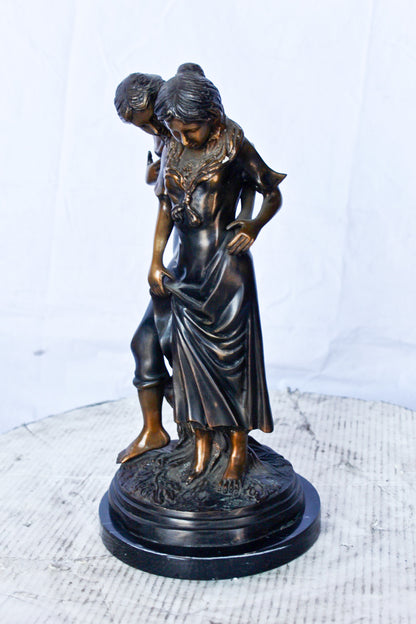 Two shy lovers bronze statue -  Size: 8"L x 8"W x 15"H.