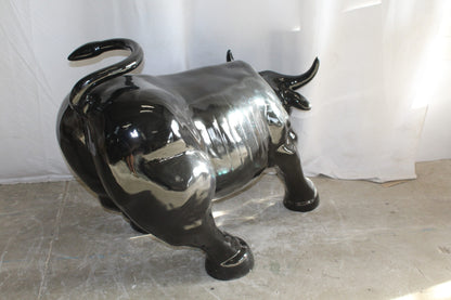 Iconic Giant Fiberglass Black Color Wall Street Bull 57" x 28" x 33"H
