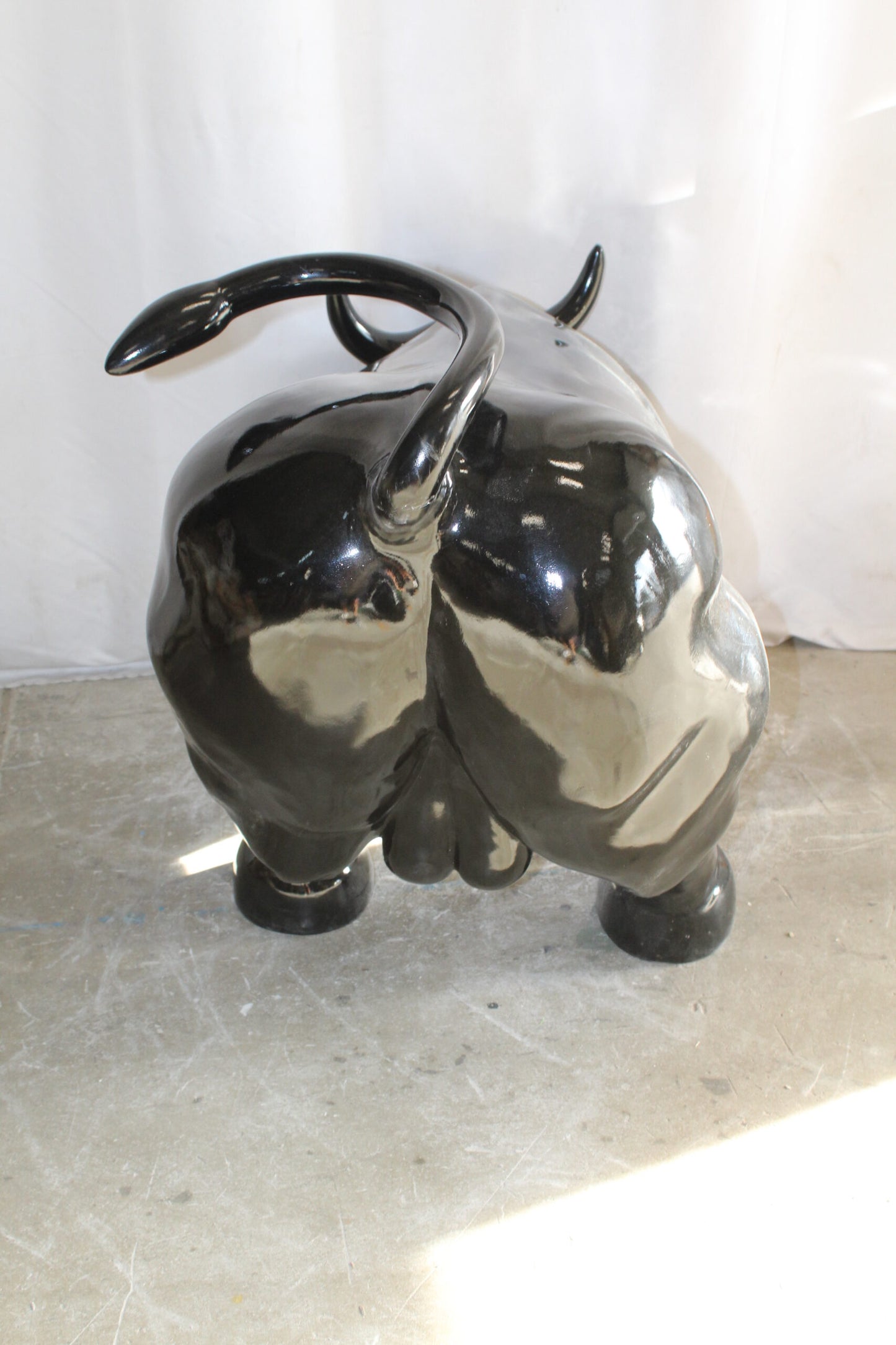Iconic Giant Fiberglass Black Color Wall Street Bull 57" x 28" x 33"H
