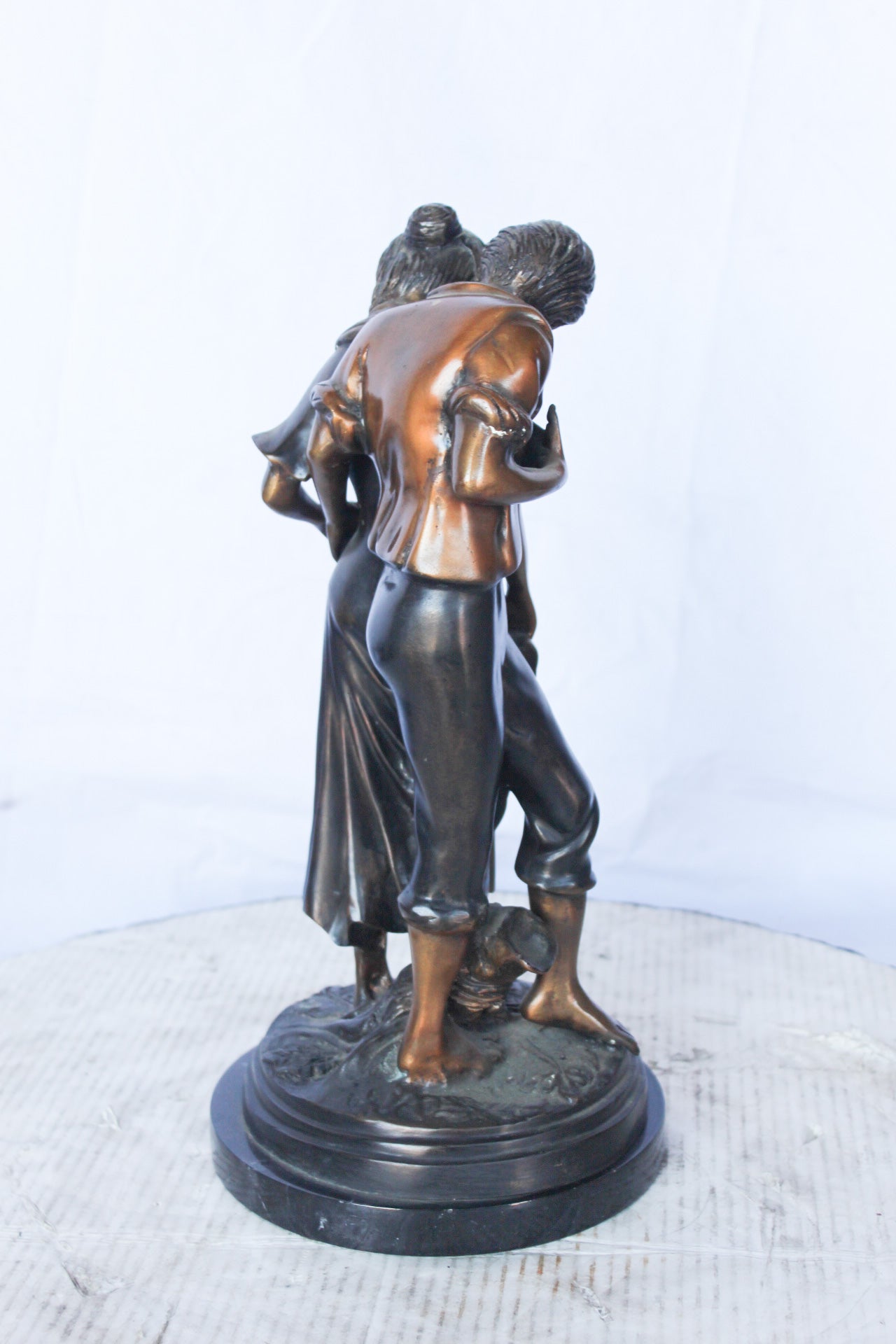 Two shy lovers bronze statue -  Size: 8"L x 8"W x 15"H.