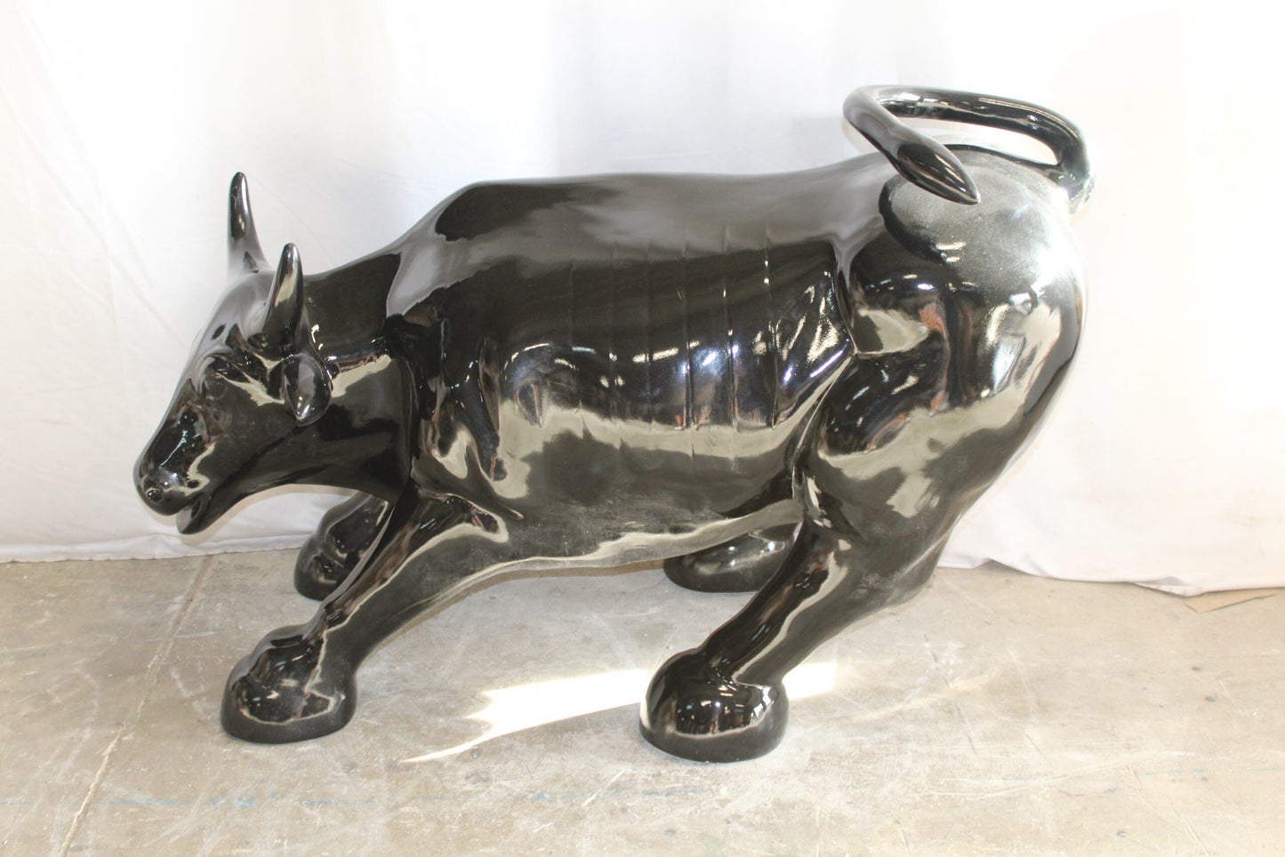 Iconic Giant Fiberglass Black Color Wall Street Bull 57" x 28" x 33"H