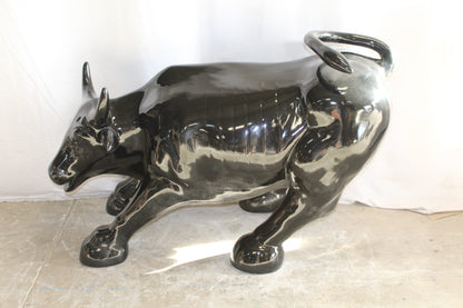 Iconic Giant Fiberglass Black Color Wall Street Bull 57" x 28" x 33"H