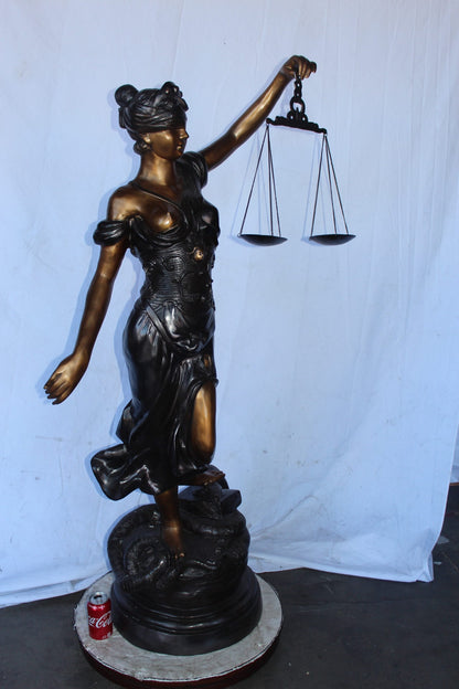 Lady Justice carrying scale bronze statue -  Size: "L x "W x "H.