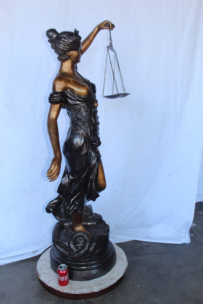 Lady Justice carrying scale bronze statue -  Size: "L x "W x "H.