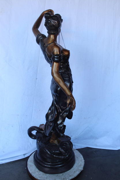 Lady Justice carrying scale bronze statue -  Size: "L x "W x "H.