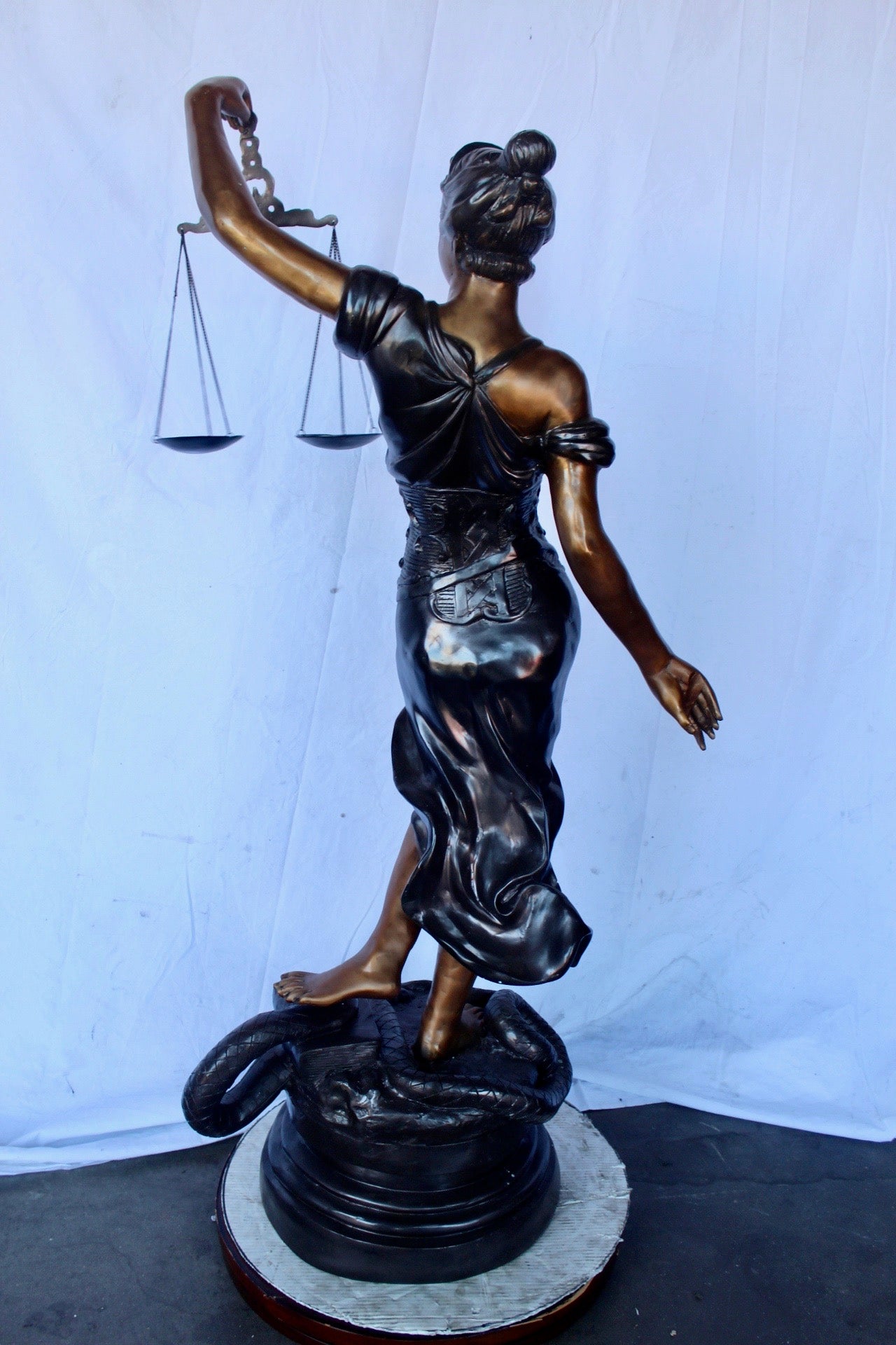 Lady Justice carrying scale bronze statue -  Size: "L x "W x "H.