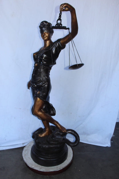 Lady Justice carrying scale bronze statue -  Size: "L x "W x "H.