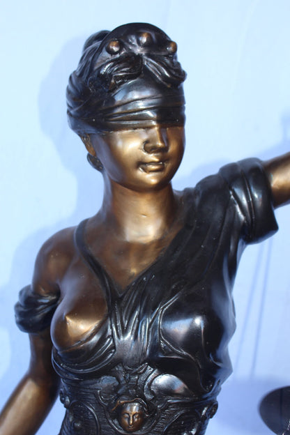 Lady Justice carrying scale bronze statue -  Size: "L x "W x "H.
