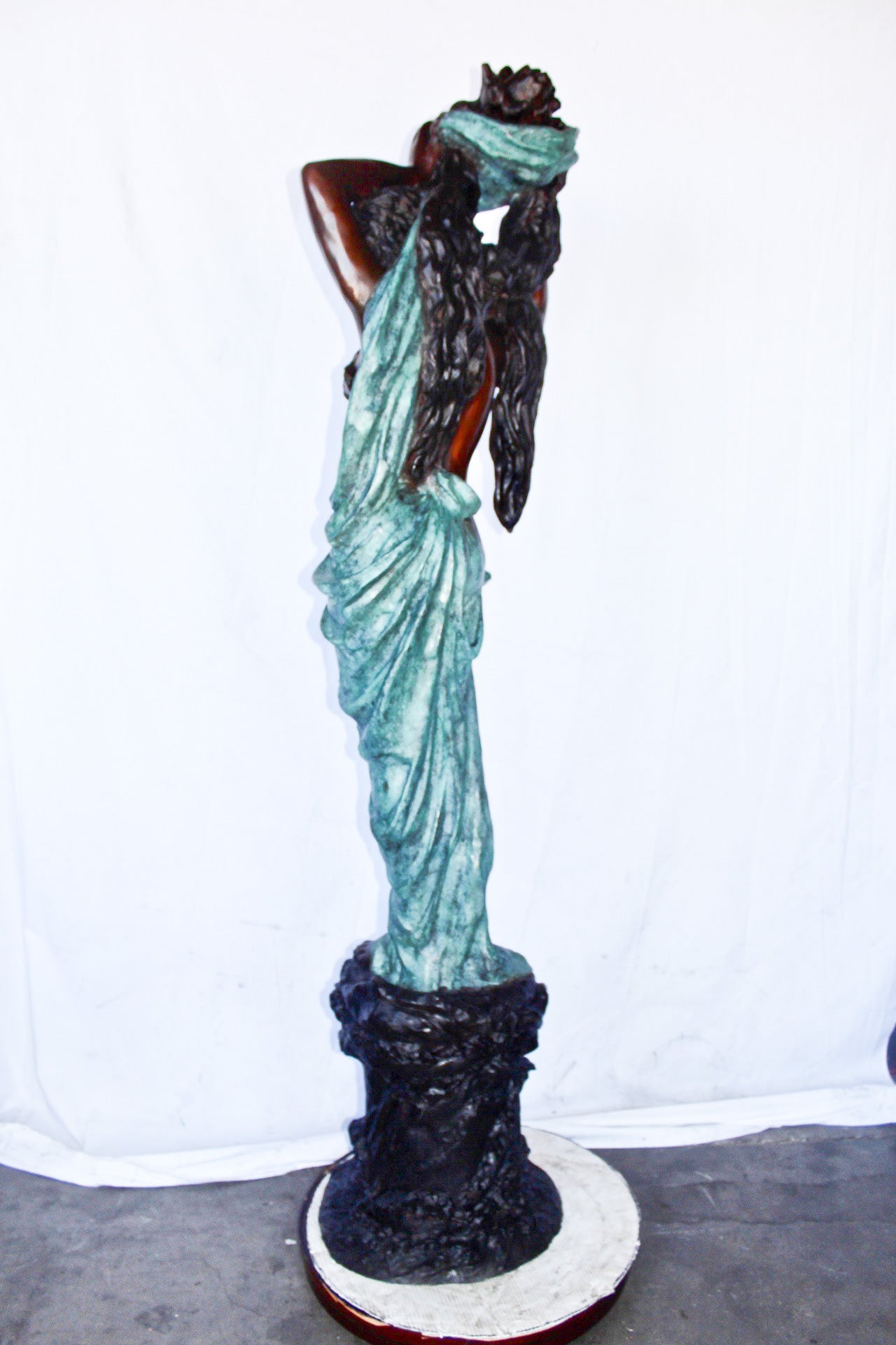 Half-naked woman holding a basket bronze statue Art Nude -  Size: "L x "W x "H.
