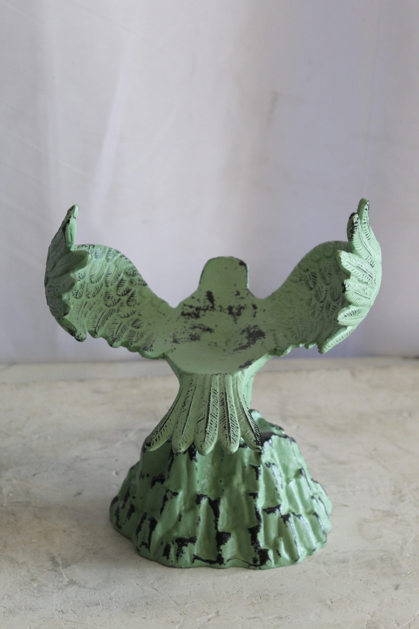 Eagle on Rock, Majestic Aluminum Statue with Green Patina Finish 10" x 9" x 11"H