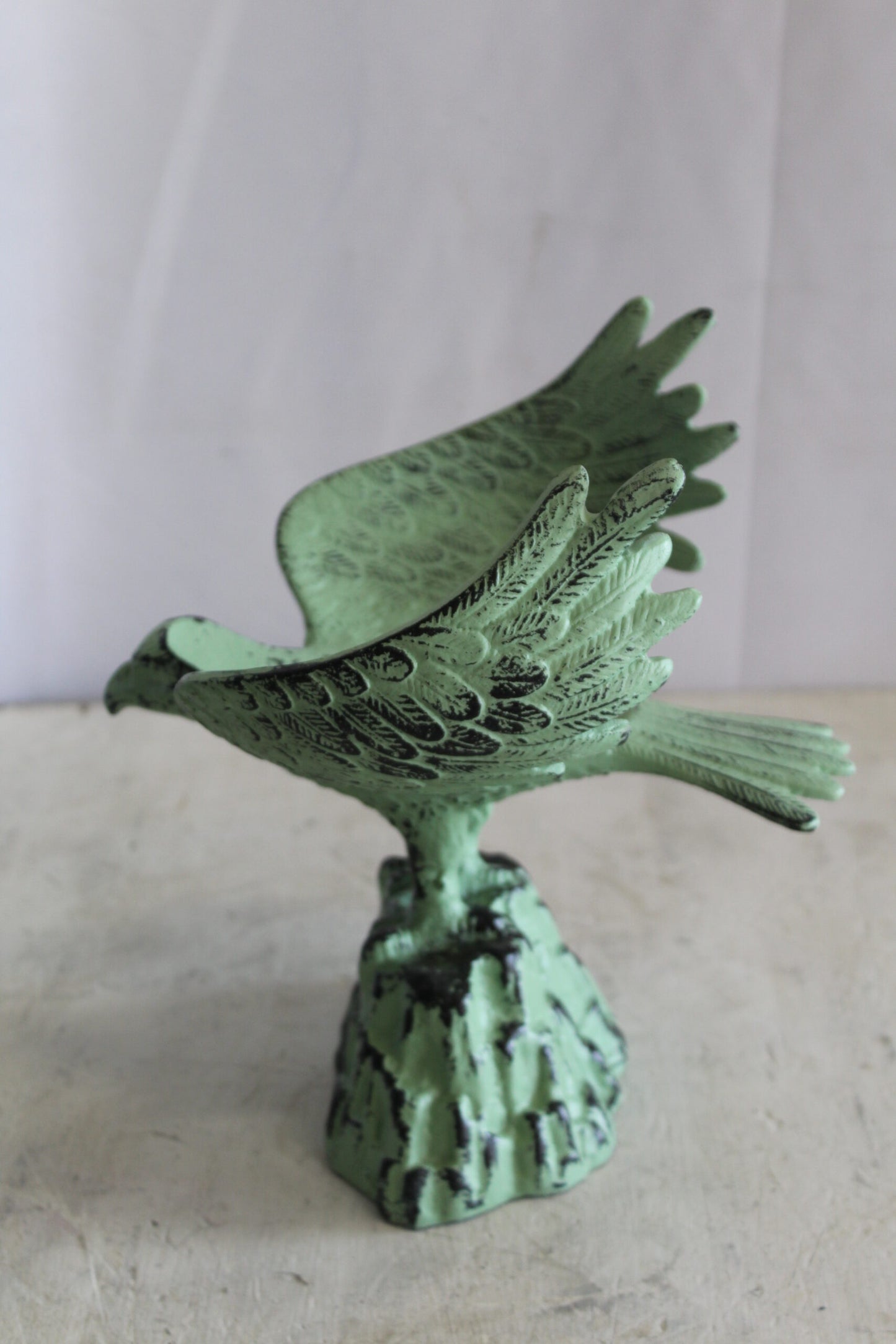 Eagle on Rock, Majestic Aluminum Statue with Green Patina Finish 10" x 9" x 11"H