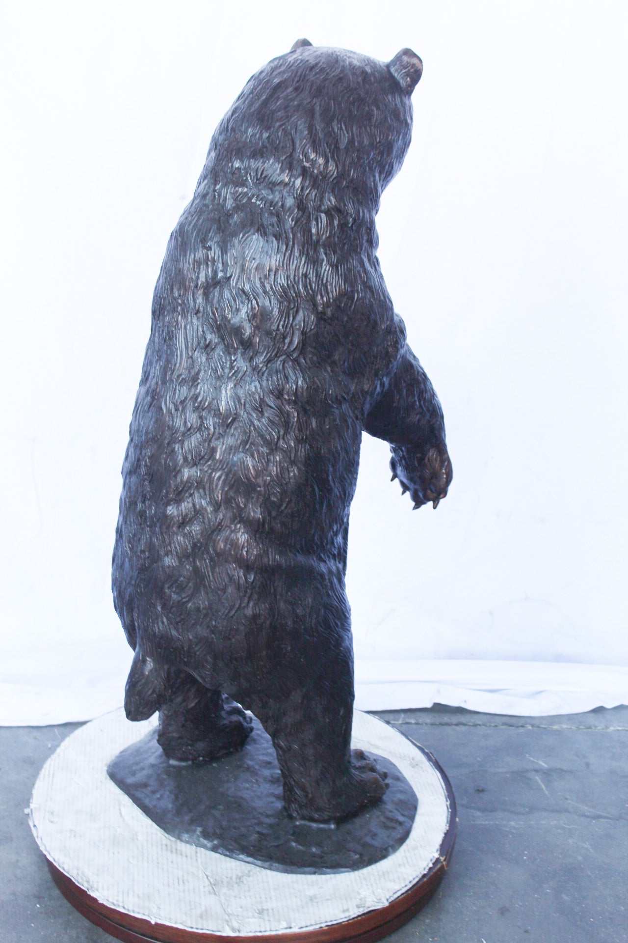 Baby bear on hind legs ready to attack bronze statue -  Size: 21" x 19" x 40"H.