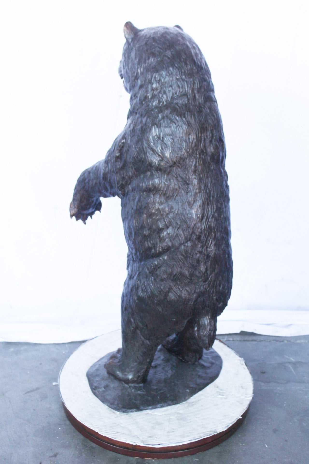 Baby bear on hind legs ready to attack bronze statue -  Size: 21" x 19" x 40"H.