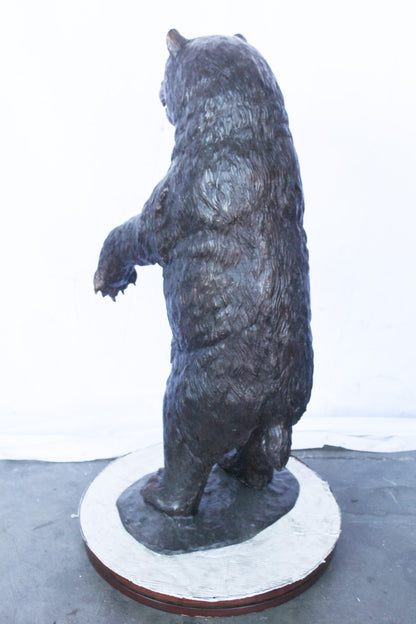 Baby bear on hind legs ready to attack bronze statue -  Size: 21" x 19" x 40"H.