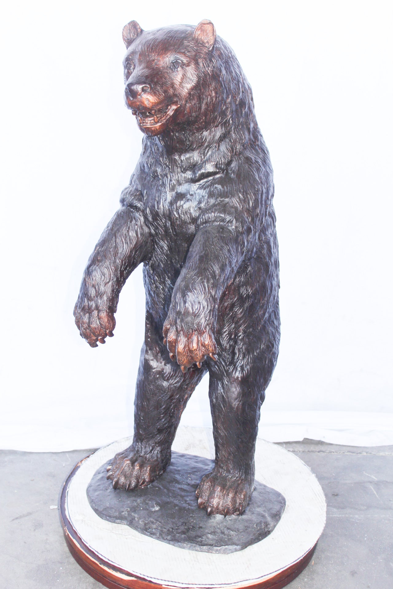 Baby bear on hind legs ready to attack bronze statue -  Size: 21" x 19" x 40"H.