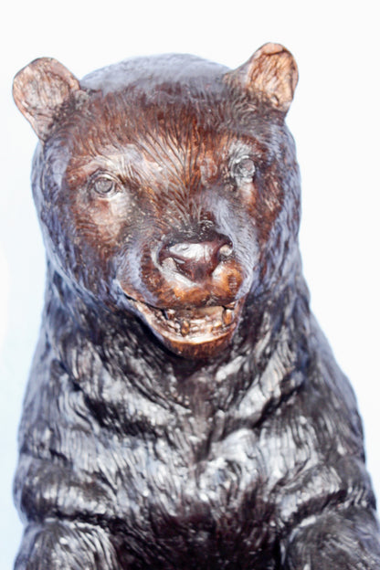 Baby bear on hind legs ready to attack bronze statue -  Size: 21" x 19" x 40"H.
