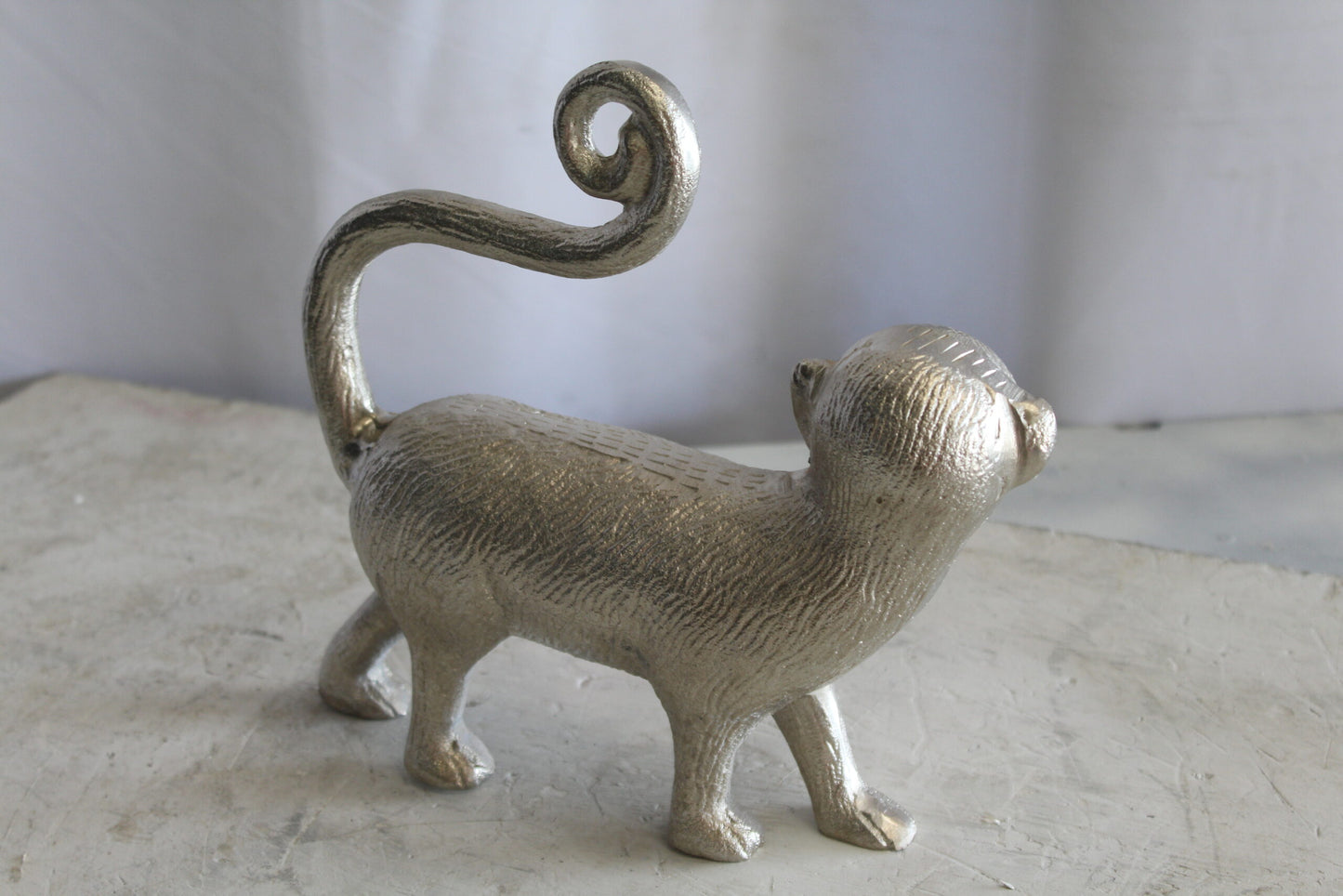 Aluminum Walking Monkey Statue, Playful Charm for Any Space 10" x 3" x 10"H
