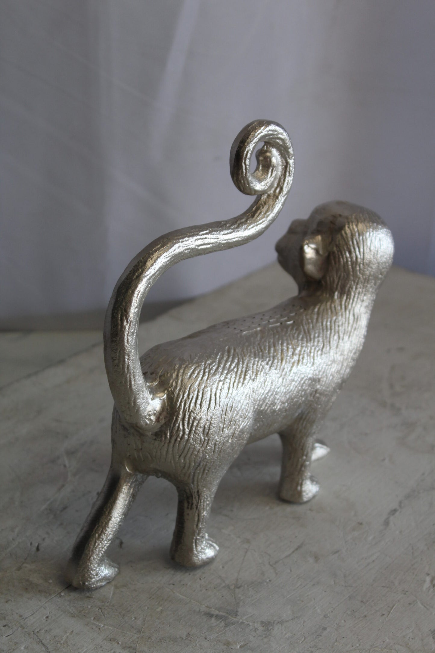 Aluminum Walking Monkey Statue, Playful Charm for Any Space 10" x 3" x 10"H
