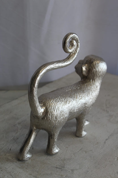 Aluminum Walking Monkey Statue, Playful Charm for Any Space 10" x 3" x 10"H