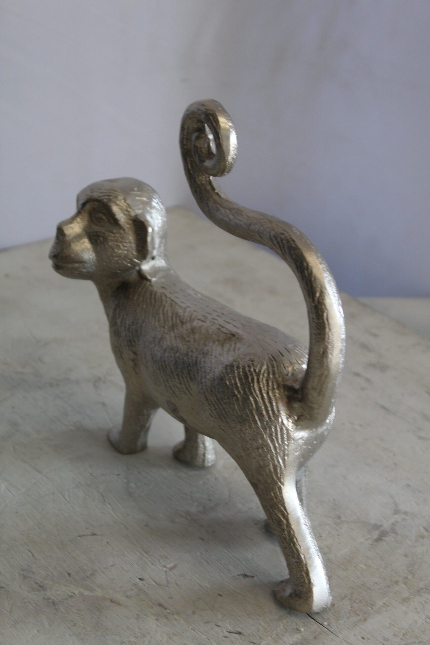 Aluminum Walking Monkey Statue, Playful Charm for Any Space 10" x 3" x 10"H