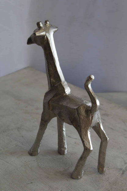 Aluminum Giraffe Statue, Elegant Miniature Accent for Any Space 7" x 3" x 10"H