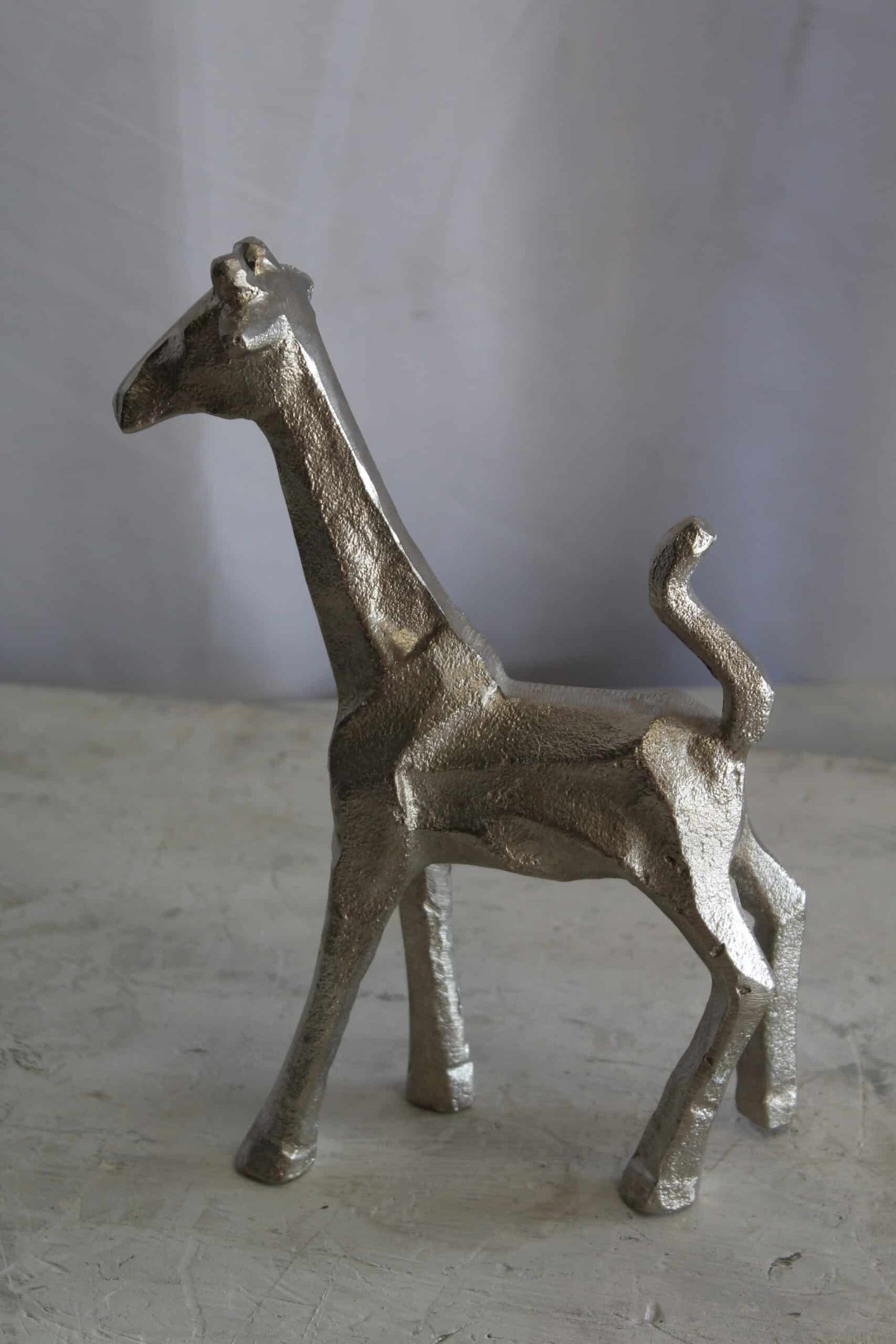 Aluminum Giraffe Statue, Elegant Miniature Accent for Any Space 7" x 3" x 10"H