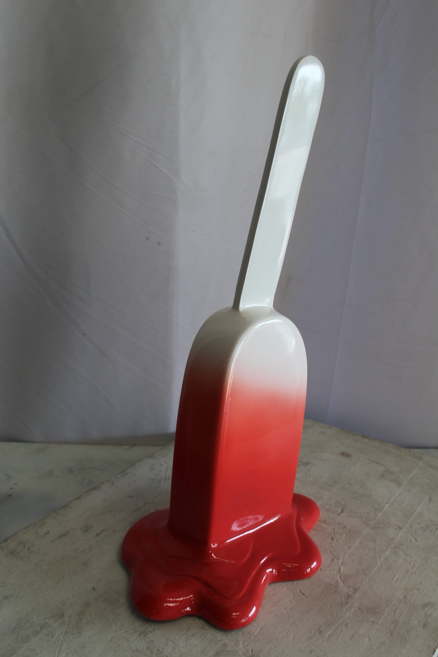 Red and White, Giant Popsicle made of Fiberglass 9" x 12" x 24"H