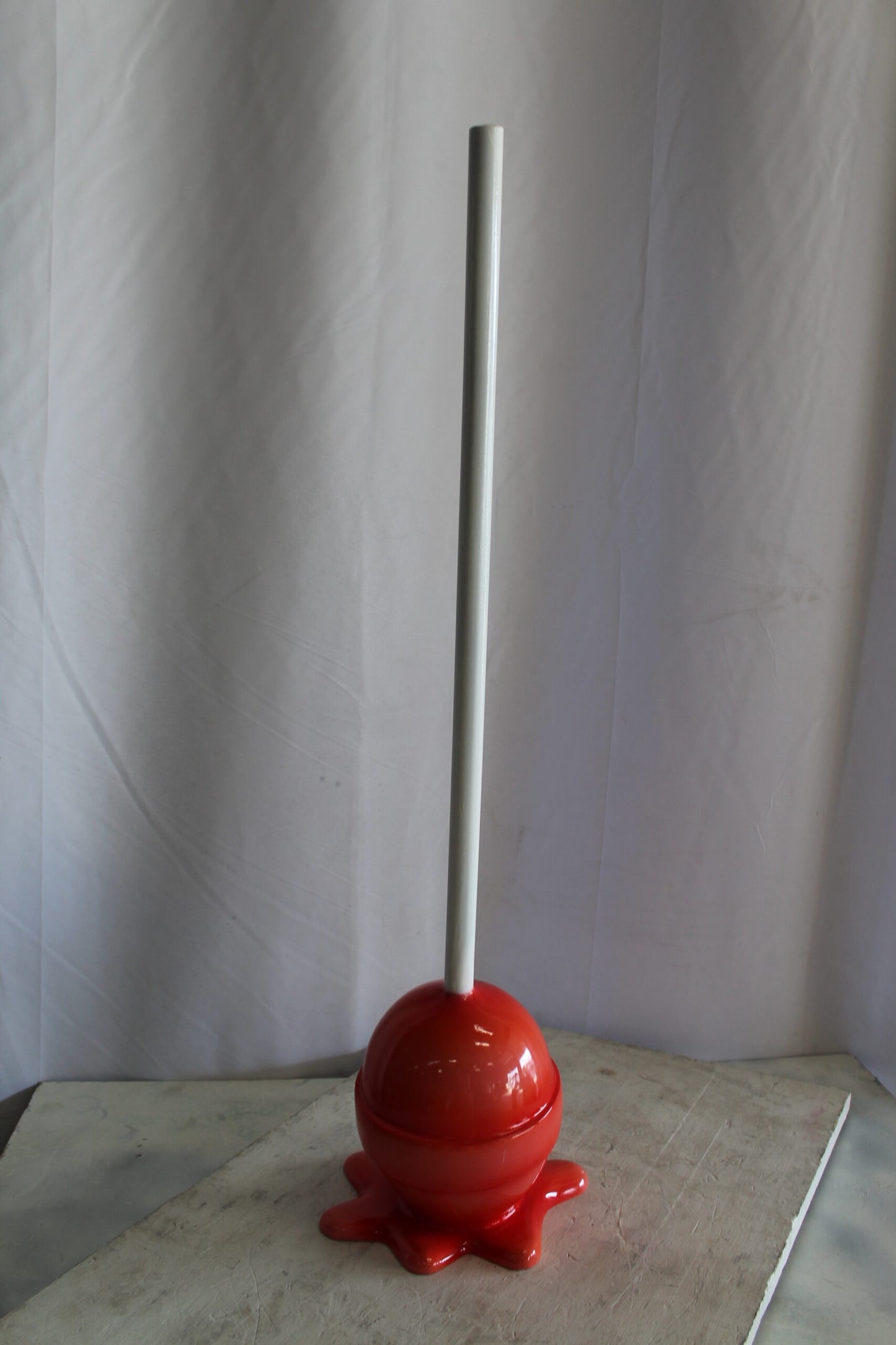 Red Oversized Fiberglass Lollipop Statue 7" x 7" x 21"H