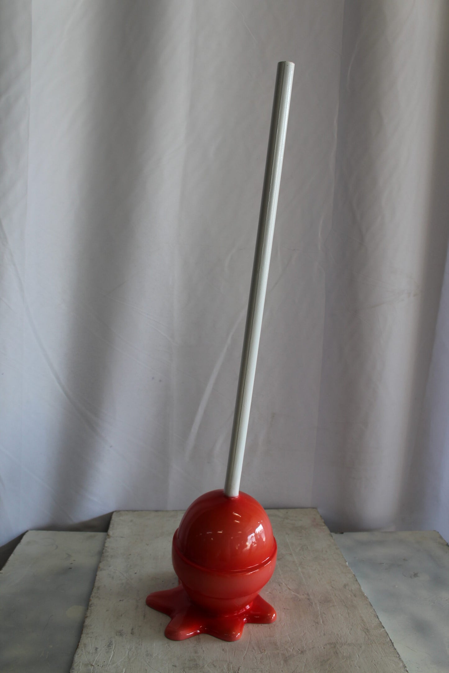 Red Oversized Fiberglass Lollipop Statue 7" x 7" x 21"H