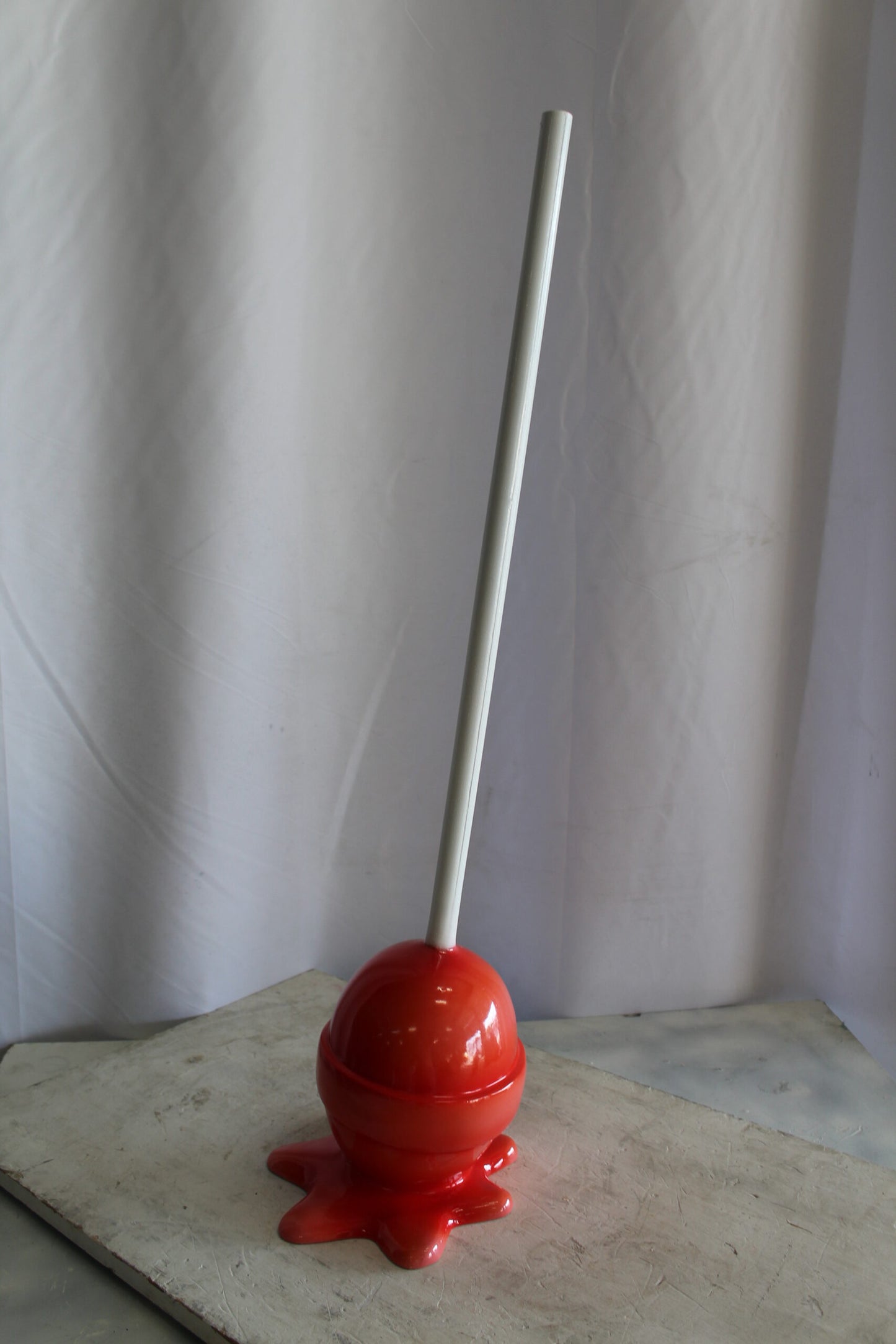 Red Oversized Fiberglass Lollipop Statue 7" x 7" x 21"H