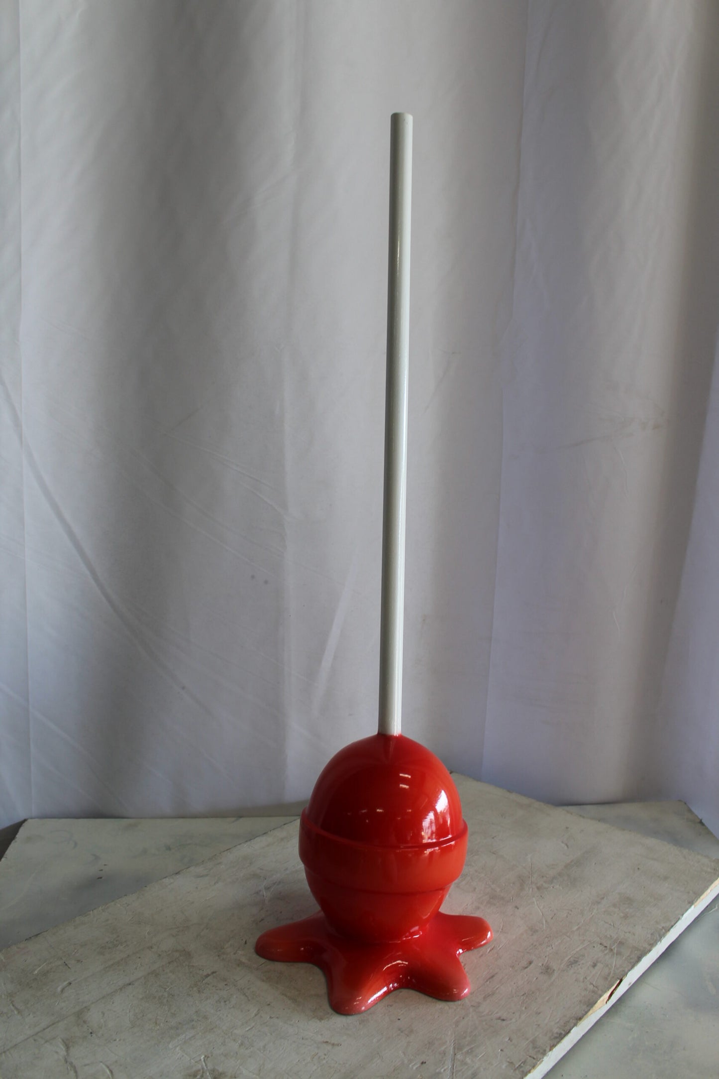 Red Oversized Fiberglass Lollipop Statue 7" x 7" x 21"H