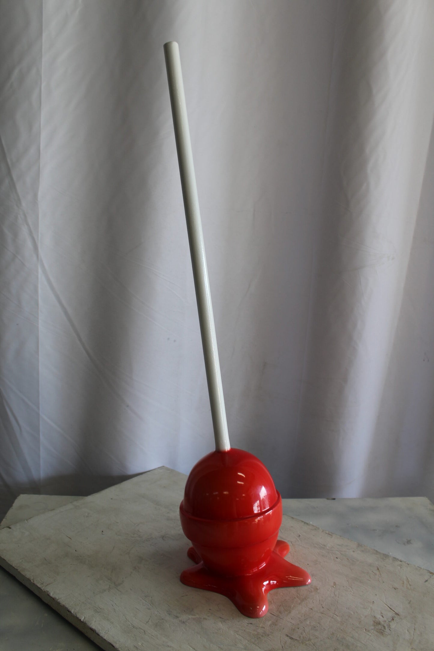 Red Oversized Fiberglass Lollipop Statue 7" x 7" x 21"H
