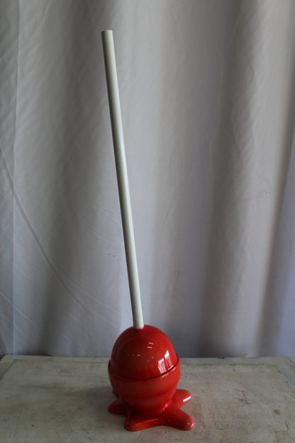 Red Oversized Fiberglass Lollipop Statue 7" x 7" x 21"H