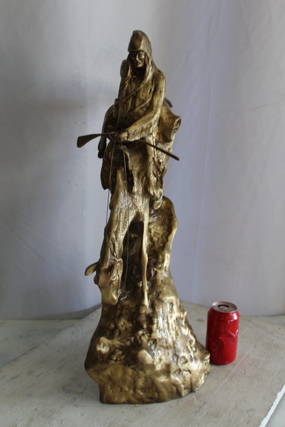 Nifao Bronze Finish Mountain Man Remington Replica - Western Decor Statue, Size: 21"L x 10"W x 26"H