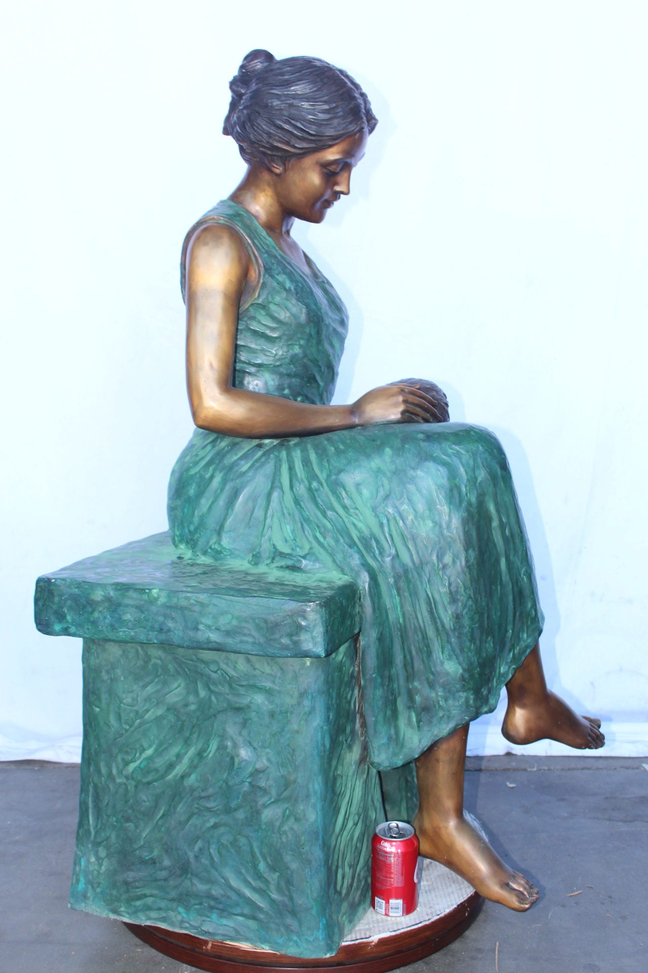 Mother and her sweet sleeping baby bronze statue -  Size: 30"L x 28"W x 49"H.