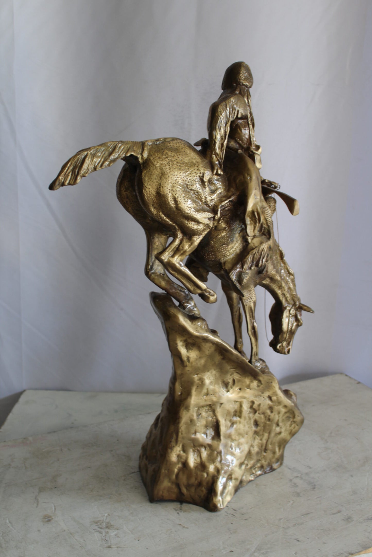 Nifao Bronze Finish Mountain Man Remington Replica - Western Decor Statue, Size: 21"L x 10"W x 26"H