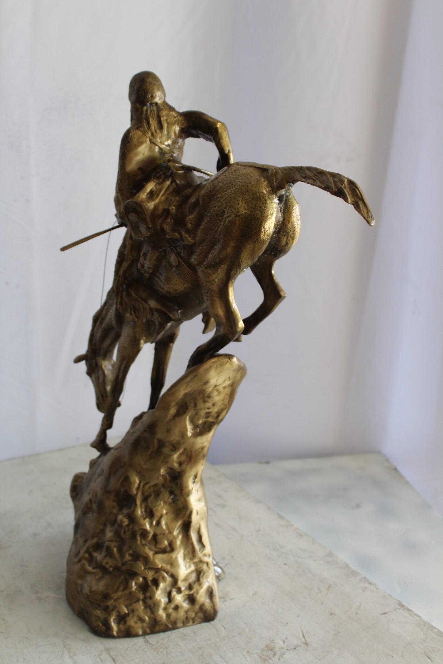 Nifao Bronze Finish Mountain Man Remington Replica - Western Decor Statue, Size: 21"L x 10"W x 26"H