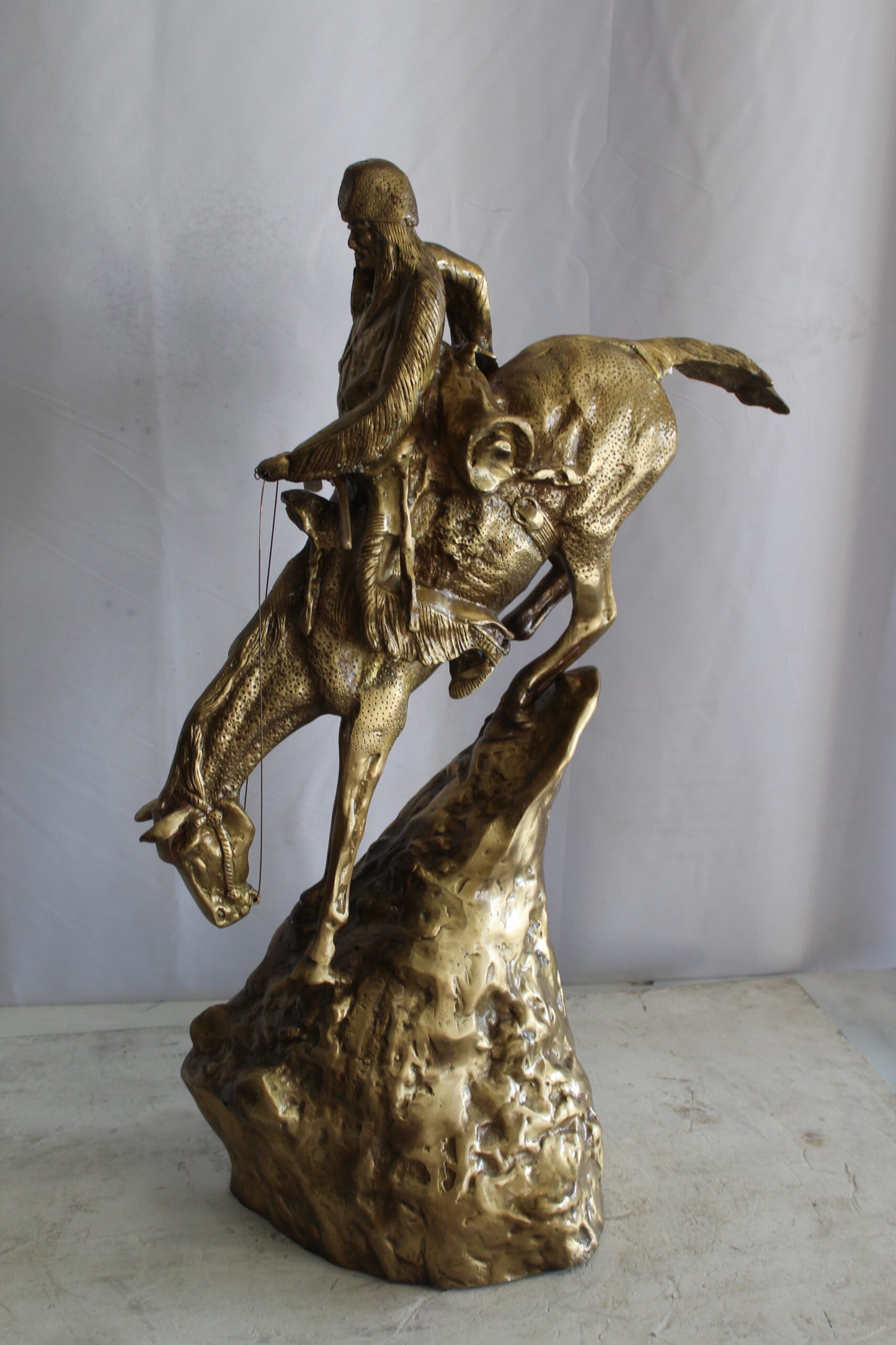 Nifao Bronze Finish Mountain Man Remington Replica - Western Decor Statue, Size: 21"L x 10"W x 26"H