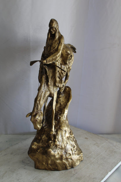 Nifao Bronze Finish Mountain Man Remington Replica - Western Decor Statue, Size: 21"L x 10"W x 26"H