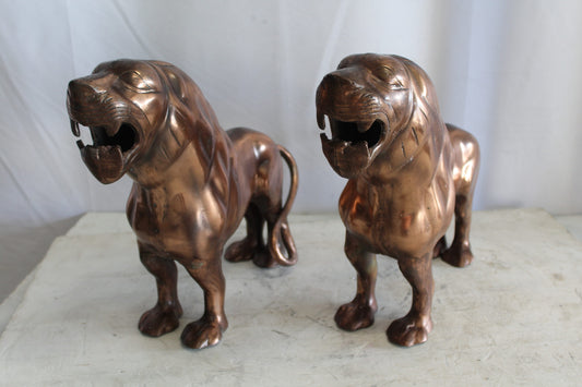 Aluminum Pair of Lions with Bronze Finish 19" x 12" x 14"H