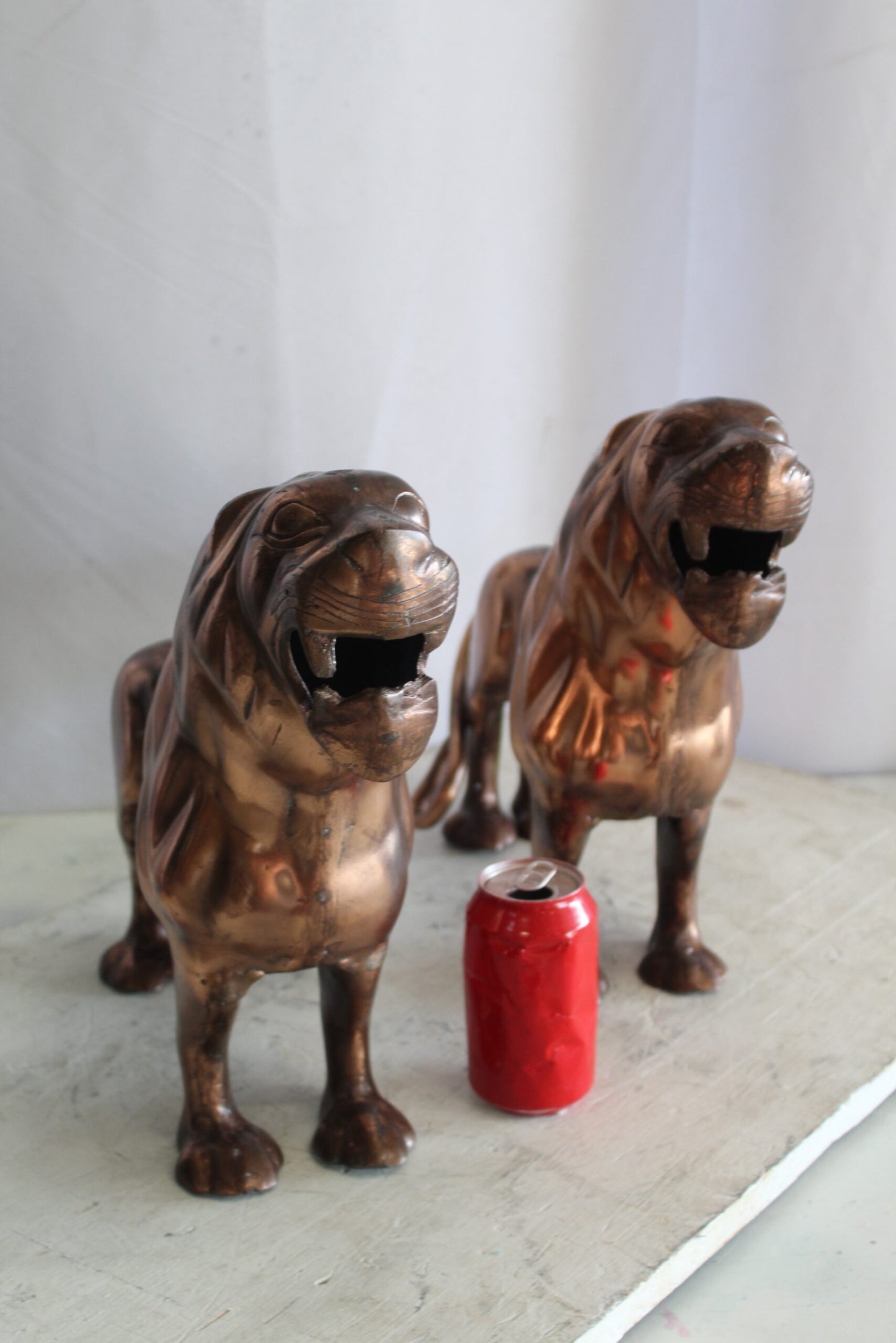 Aluminum Pair of Lions with Bronze Finish 19" x 12" x 14"H
